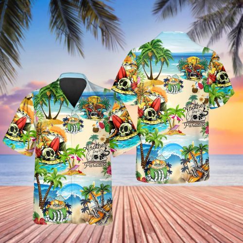 Funny Skull Beach Hawaiian Shirt Skull & Viking Aloha Shirt