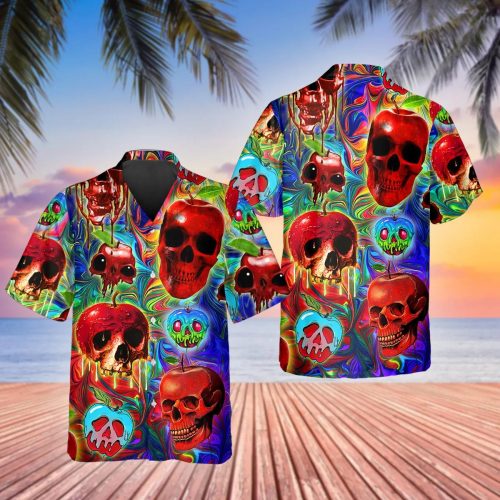 Colorful Alien Skull Hawaiian Shirt Skull & Viking 3D  Clothing