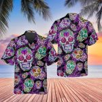 Purple Sugar Skull Hawaiian Shirt Skull & Viking Aloha Shirt