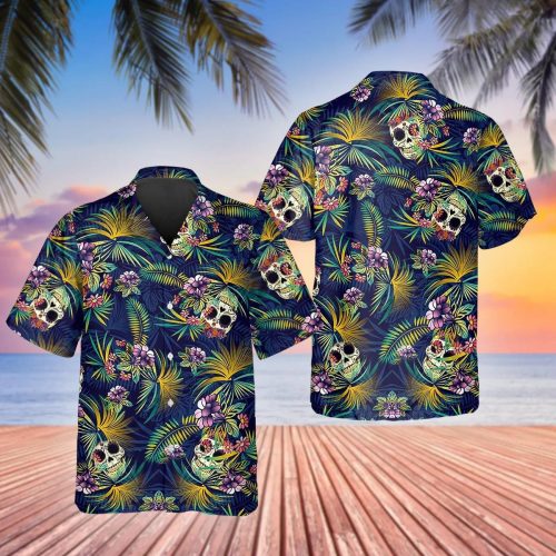 Tropical Sugar Skull Hawaiian Shirt Skull Aloha Shirt Gift For Men Women
