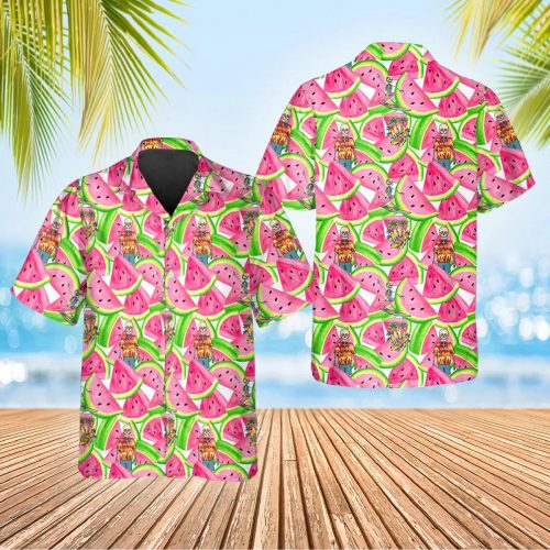 Watermelon With Skull Hawaiian Shirt Skull & Viking 3D  Clothing