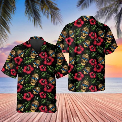 Weird Skull Pineapple Hawaiian Shirt Skull 3D All Over Clothing Aloha Shirt Gift For Men Women