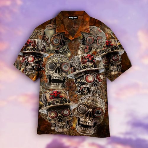 Steampunk Skull Hawaiian Shirt Aloha Summer Gift For Men Women