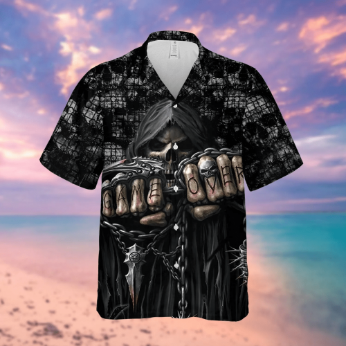 Game Over Grim Reaper Snake Skull Hawaiian Shirt Summer Gift