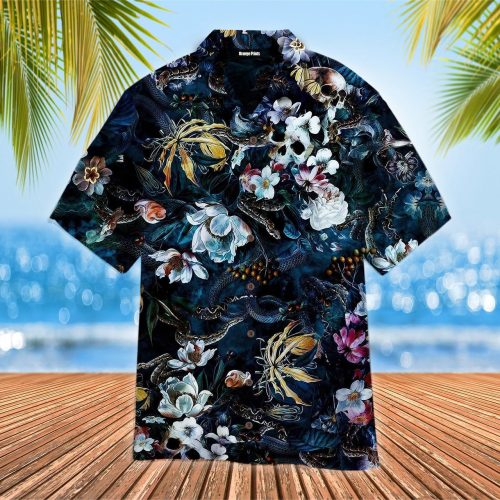 Floral Skull Hawaiian Shirt Aloha Summer Gift For Men Women