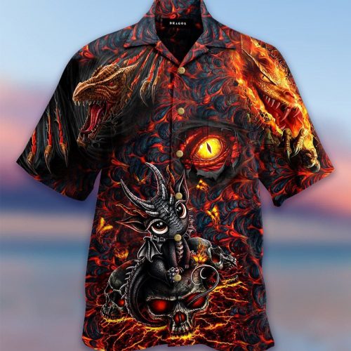 Dragon Skull Lava Hawaiian Shirt Aloha Summer Gift For Men Women