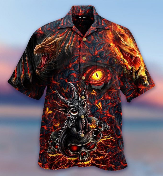 Dragon Skull Lava Hawaiian Shirt Aloha Summer Gift For Men Women