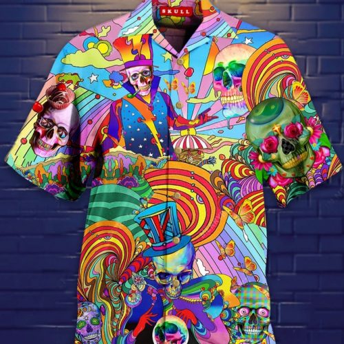 Colorful Magician Skulls Hawaiian Shirt Aloha Summer Gift For Men Women Skull Hawaiian Shirt