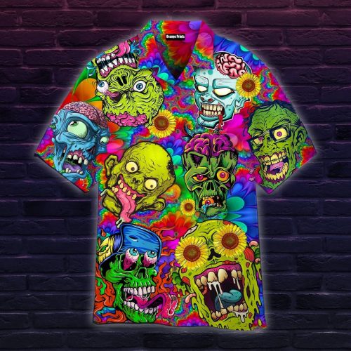 Colorful Zombie Skull Hippie Hawaiian Shirt Aloha Summer Gift For Men Women Hippie Hawaiian Shirt