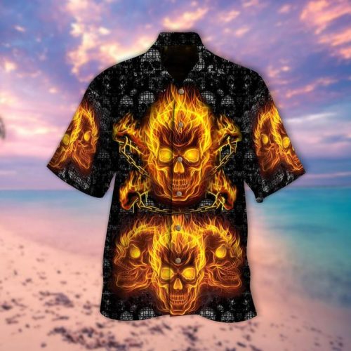 Fire Skulls Halloween Hawaiian Shirt Aloha Summer Gift For Men Women Skull Aloha Shirt