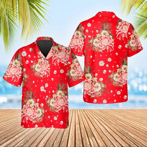 Rose Flower Skull Hawaiian Shirt Skull & Viking 3D  Clothing Skull Aloha Shirt