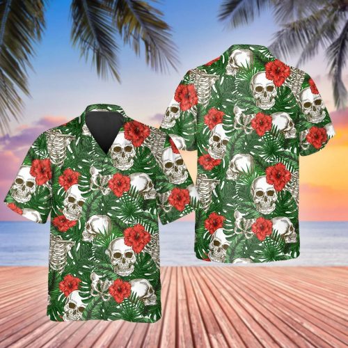Tropical Skeleton Skull Hawaiian Shirt Skeleton Aloha Shirt Gift For Men Women