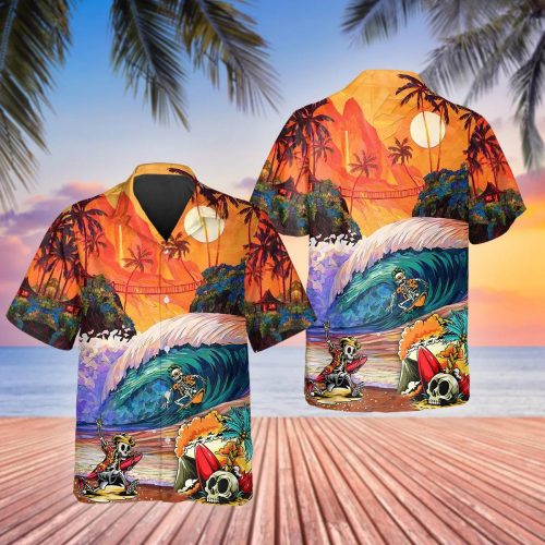Skull Surfing Dream Land Hawaiian Shirt Skull & Viking 3D  Clothing Skull Aloha Shirt
