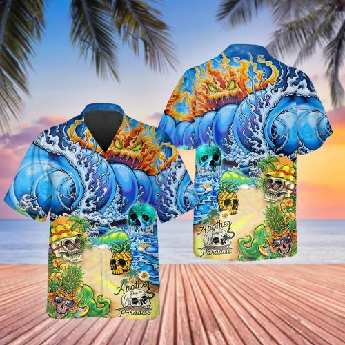 Tidal Wave Beach Skull Hawaiian Shirt Skull & Viking 3D  Clothing