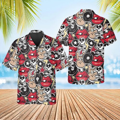 Vintage Skull Icon Hawaiian Shirt Skull Aloha Shirt Gift Summer Shirt For Men Women