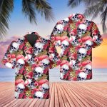 Skull With Flamingo And Leopard Hawaiian Shirt Skull & Viking 3D  Clothing