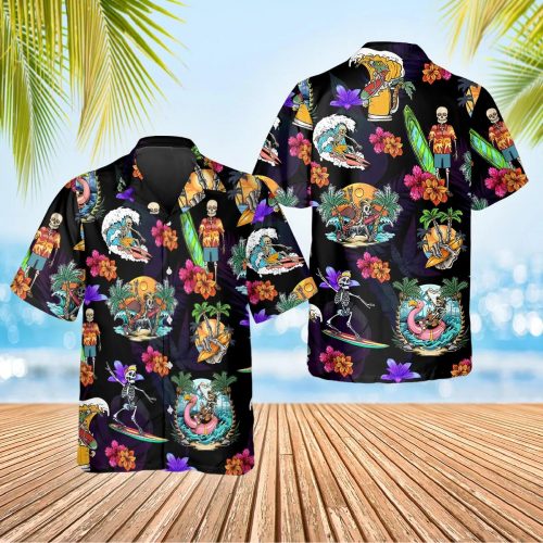 Skull On The Beach Funny Game Hawaiian Shirt Skull & Viking 3D  Clothing