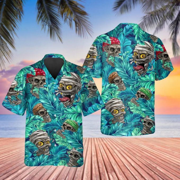 Skull Zombie Pirate Aloha Hawaiian Shirt Skull & Viking 3D  Clothing