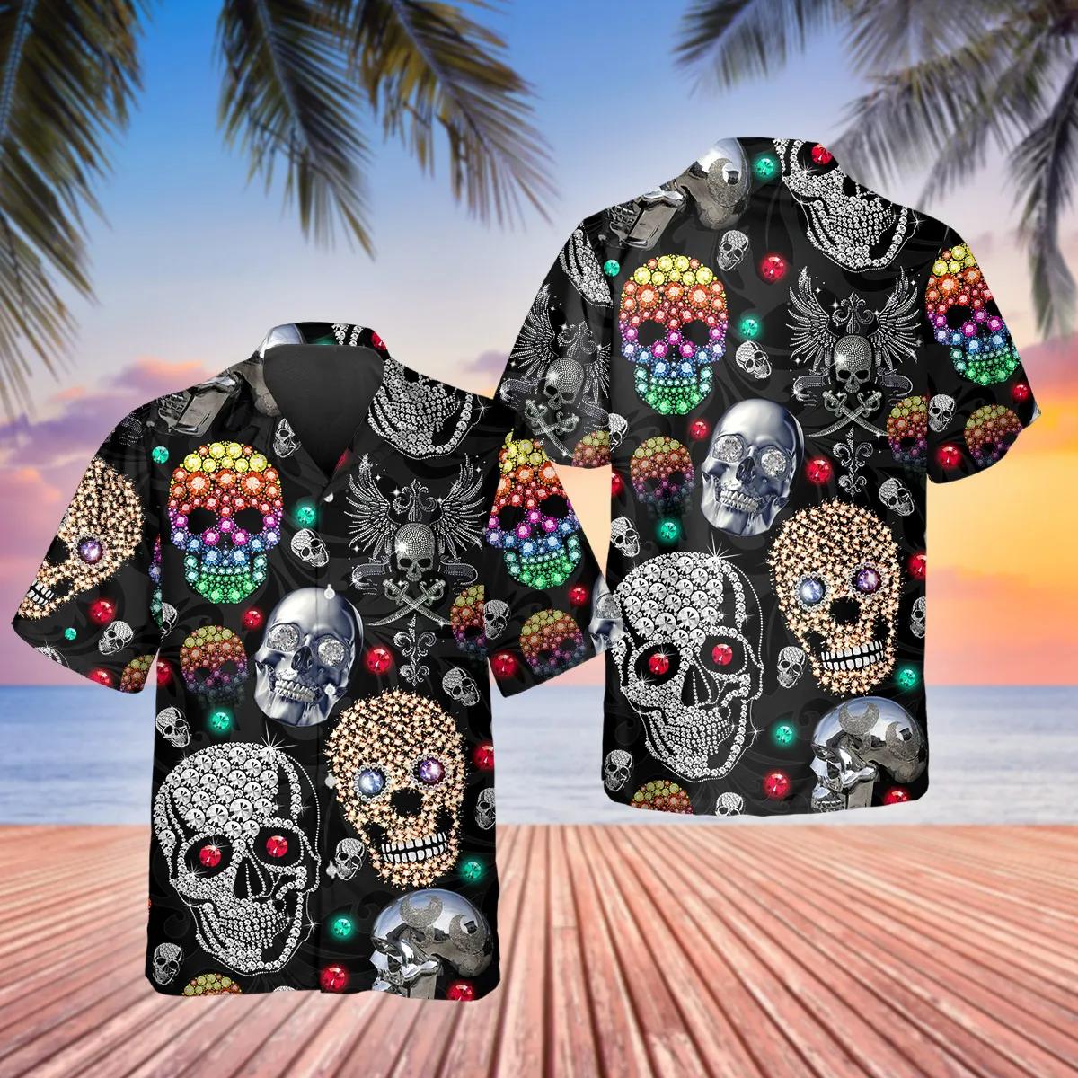 Colorful Diamond Skull Hawaiian Shirt Skull & Viking 3D Clothing Skull Aloha Shirt Colorful Diamond Skull Hawaiian Shirt Skull & Viking 3D Clothing Skull Aloha Shirt