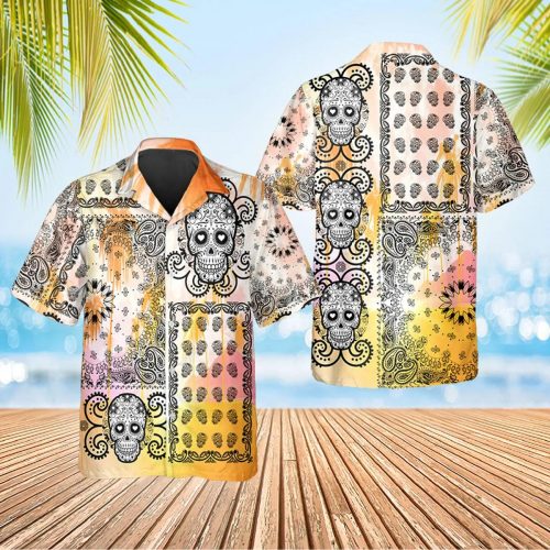 Skull And Mandala Pattern Hawaiian Shirt Skull & Viking 3D  Clothing For Men Women