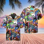 Funny Skateboard Skull Hawaiian Shirt Skull & Viking 3D  Clothing