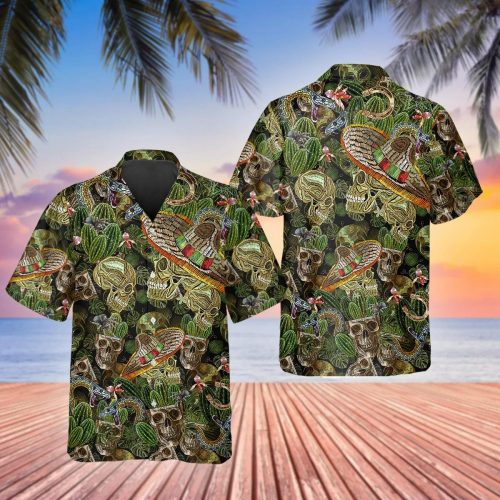 Cactus Mexican Skull Hawaiian Shirt Skull & Viking 3D  Clothing Skull Aloha Shirt Gift