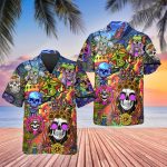 Color Water Happy Summer Skull Hawaiian Shirt Skull & Viking 3D  Clothing