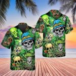 Gangster Weed Badass Skull Hawaiian Shirt Skull & Viking 3D  Clothing Skull Aloha Shirt