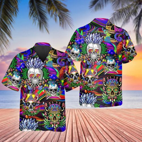 Fancy Rock Skull Hawaiian Shirt Skull & Viking 3D  Clothing Skull Aloha Shirt