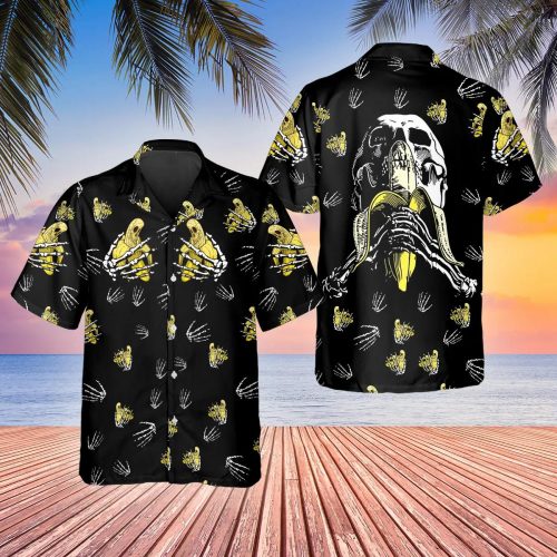 Funny Banana Skull Hawaiian Shirt Skull & Viking 3D  Clothing Skull Aloha Shirt