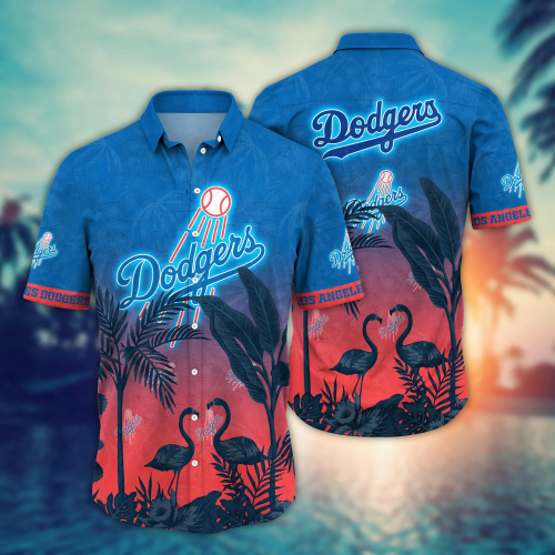 Los Angeles Dodgers MLB Hawaiian Shirt Tan Linestime Aloha Shirt, Baseball Fan Gift Idea, Los Angeles Dodgers Lover Gift, Summer Aloha Shirt
