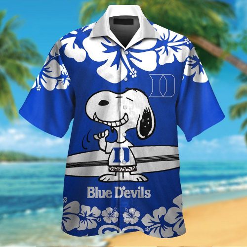 Duke Blue Devils & Snoopy 3D Button Hawaiian Shirt Gift for Men Dad Father