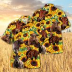 Sunflower Shorthorn Cattle Hawaiian Shirt Gift for Men and Women