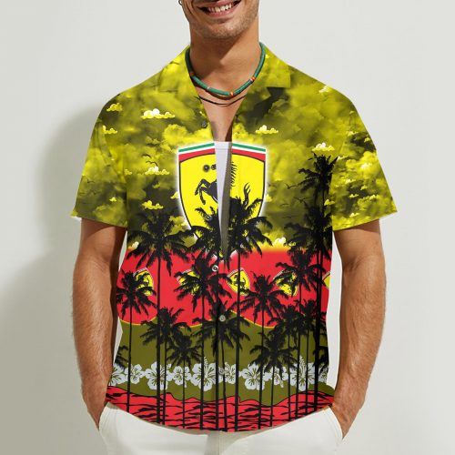 Ferrari 3D Button Hawaii Shirt Gift for Men Dad Father