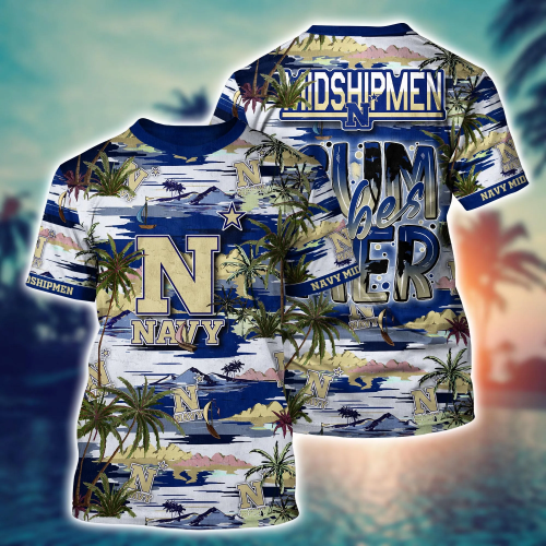 Navy Midshipmen Flower 3D Button Hawaiian Shirt – Perfect Men s Gift for Dad & Father