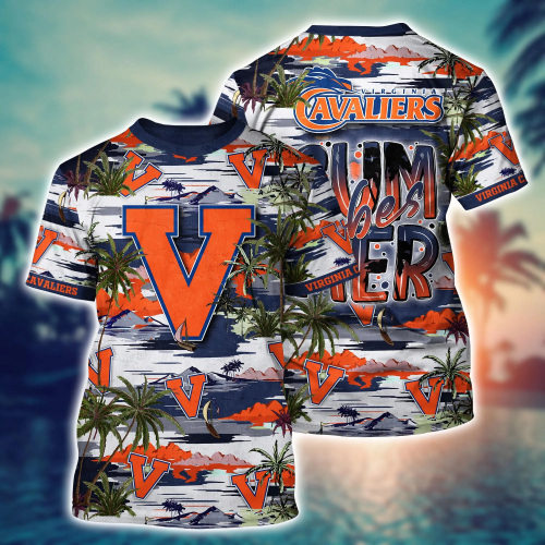 Shop Virginia Cavaliers Flower 3D Button Hawaiian Shirt – Perfect Men s Gift for Dad
