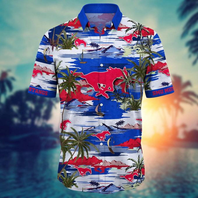 SMU Mustangs Flower 3D Button Hawaiian Shirt – Perfect Men s Gift for Dad Father – Unique & Stylish