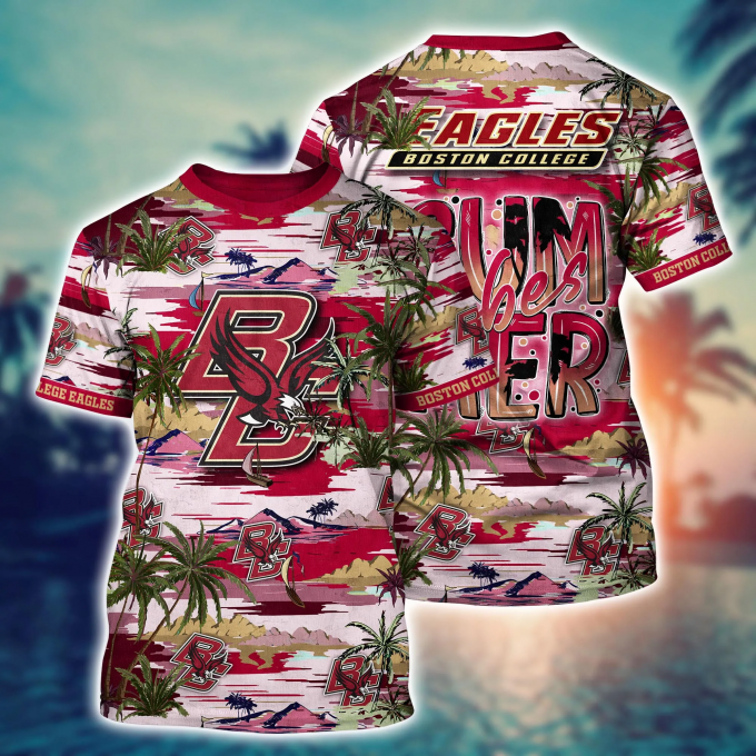Boston College Eagles Flower 3D Button Hawaiian Shirt – Unique Gift for Men Dad Father