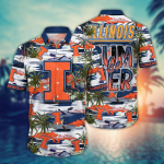 Illinois Fighting Illini Flower 3D Button Hawaiian Shirt – Perfect Men s Gift for Dad Father