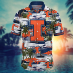 Illinois Fighting Illini Flower 3D Button Hawaiian Shirt – Perfect Men s Gift for Dad Father