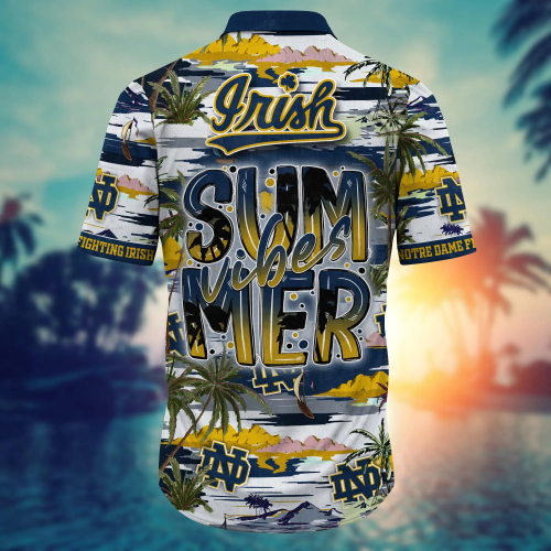 Notre Dame Fighting Irish Flower 3D Button Hawaii Shirt Gift for Men Dad Father