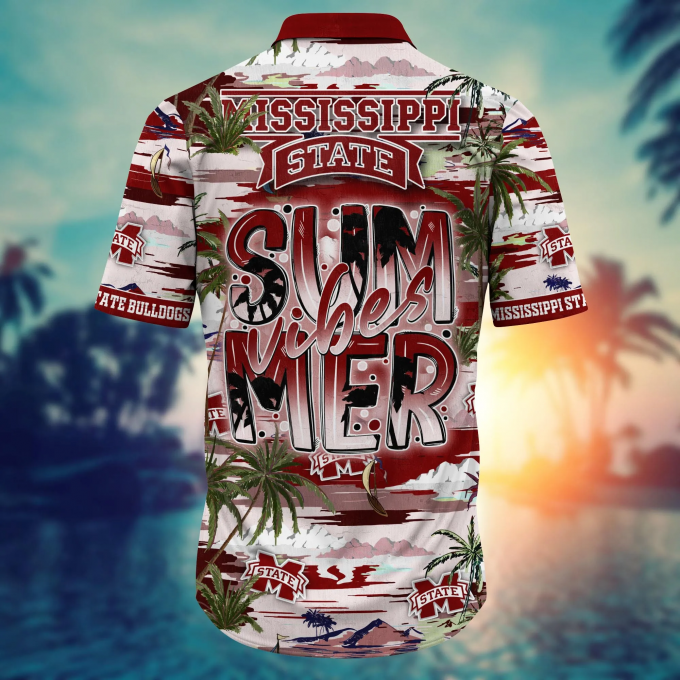 Mississippi State Bulldogs Flower 3D Button Hawaii Shirt Gift for Men Dad Father