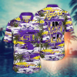 LSU TIGERS Flower 3D Button Hawaii Shirt Gift for Men Dad Father