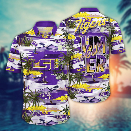 LSU TIGERS Flower 3D Button Hawaii Shirt Gift for Men Dad Father