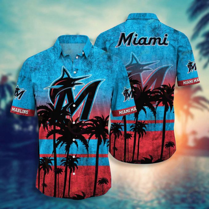 Unique Miami Marlins 3D Button Hawaiian Shirt – Perfect Men s Father s Day Gift