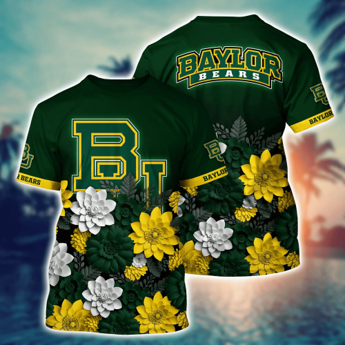 Baylor Bears Flower 3D Button Hawaii Shirt Gift for Men Dad Father And T Shirt For Fans, Summer Football Shirts