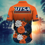 UTSA Roadrunners Flower 3D Button Hawaii Shirt Gift for Men Dad Father And T Shirt For Fans, Summer Football Shirts