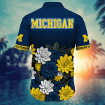 Michigan Wolverines Flower 3D Button Hawaii Shirt Gift for Men Dad Father And T Shirt For Fans, Summer Football Shirts