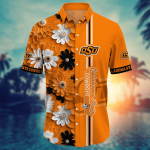 Oklahoma State Cowboys Flower 3D Button Hawaii Shirt Gift for Men Dad Father And T Shirt For Fans, Summer Football Shirts NA49574