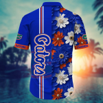 Florida Gators Flower 3D Button Hawaii Shirt Gift for Men Dad Father And T Shirt For Fans, Summer Football Shirts NA49574